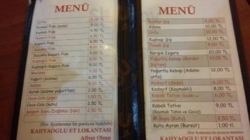 Kahyaoğlu Et Lokantası menu