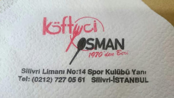 Köfteci Osman menu